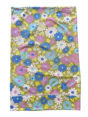 Vintage 1970 Wabasso “Flower Power” Floral Cotton Pillowcase Size 32x21 inches